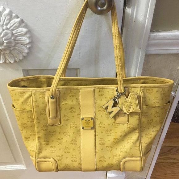 yellow mcm bag